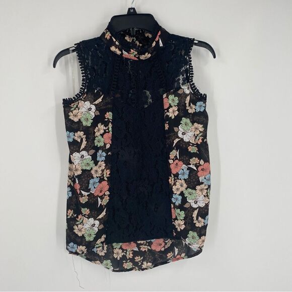 Self Esteem Women’s Mock Neck Floral Sleeveless Lace Blouse size M - Picture 1 of 2